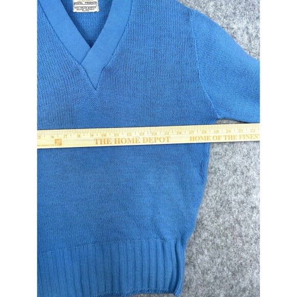 VTG Sweater School Cheerleader Blue Pep Club Uniform V-Neck 60s Size M Bristol - Picture 7 of 9
